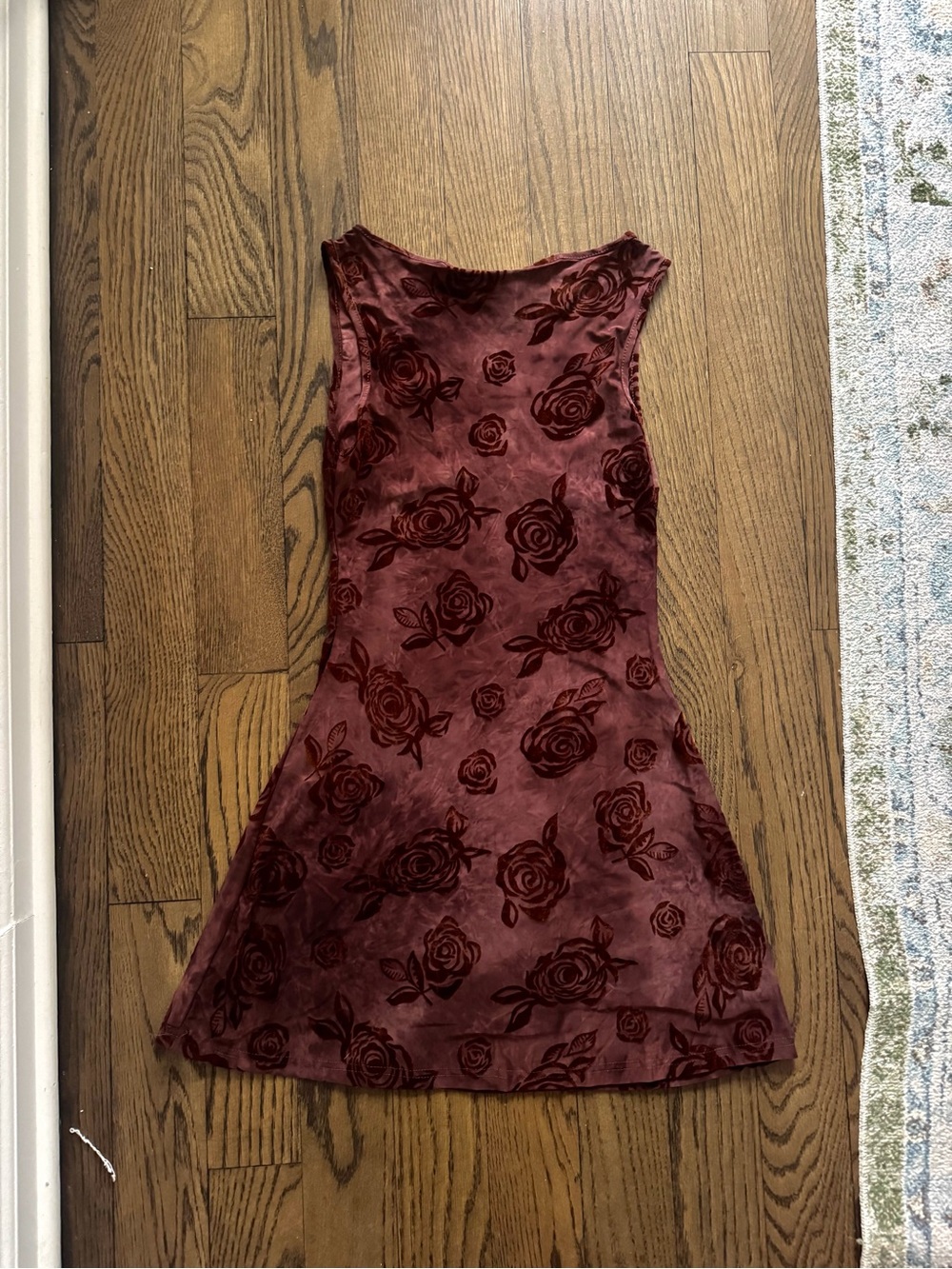 Forever 21 Burgundy Rose Velvet Mini Dress